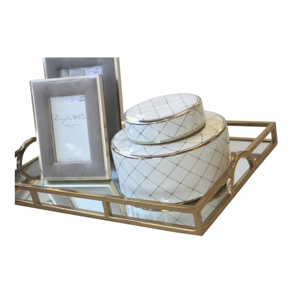 The Panache Rectangle gold glass tray  EX Large