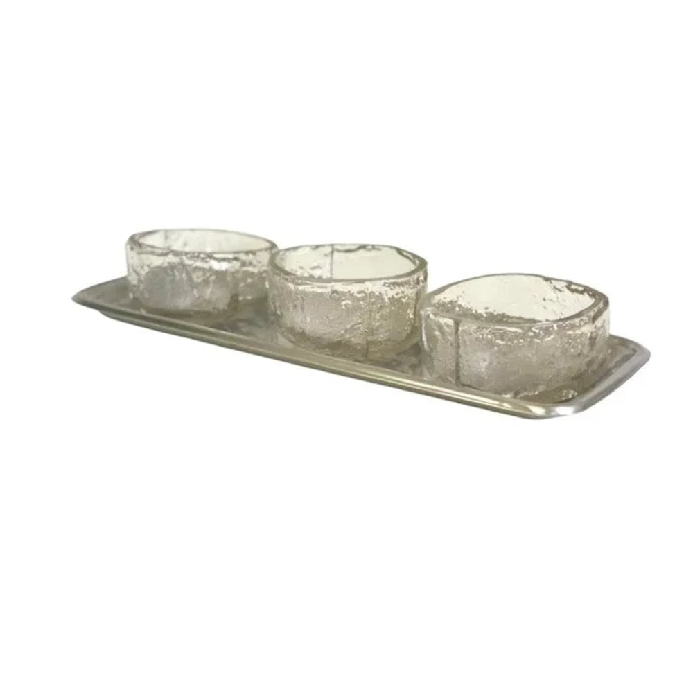 The Panache 3 Mottled Glass Bowls With Tray