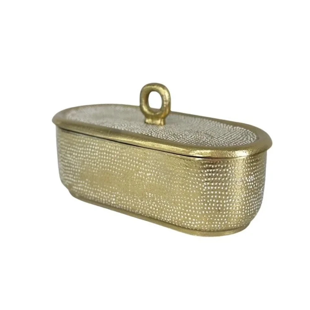 Rectangle Box Gold White Spot 24x11x7cm