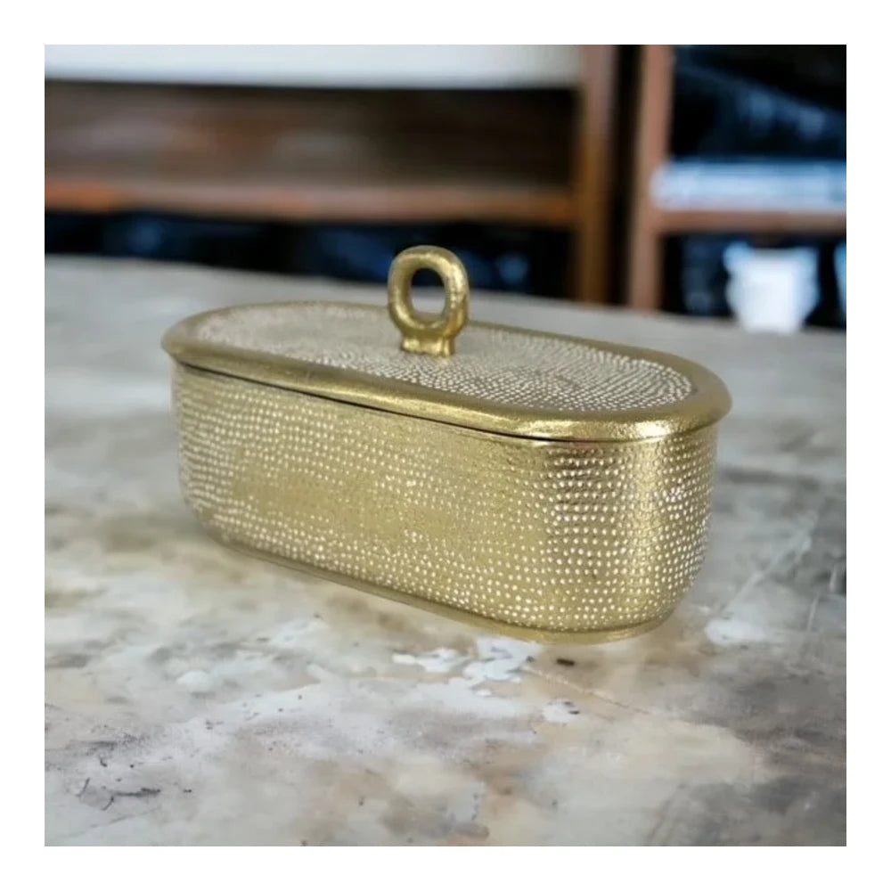 Rectangle Box Gold White Spot 24x11x7cm