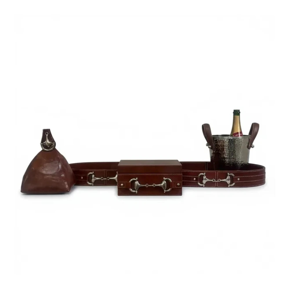 The Panache Tan Oval Leather Tray 46x30.5cm