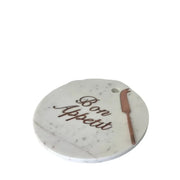 Round Marble Bon Apetite/Cheese With Knife 30cm