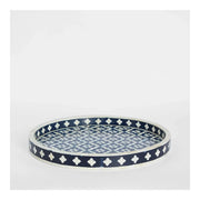 Round Bone Inlay Tray Blue/White