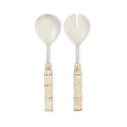 Handpainted BAMBOO CREAM SALAD SERVER SET