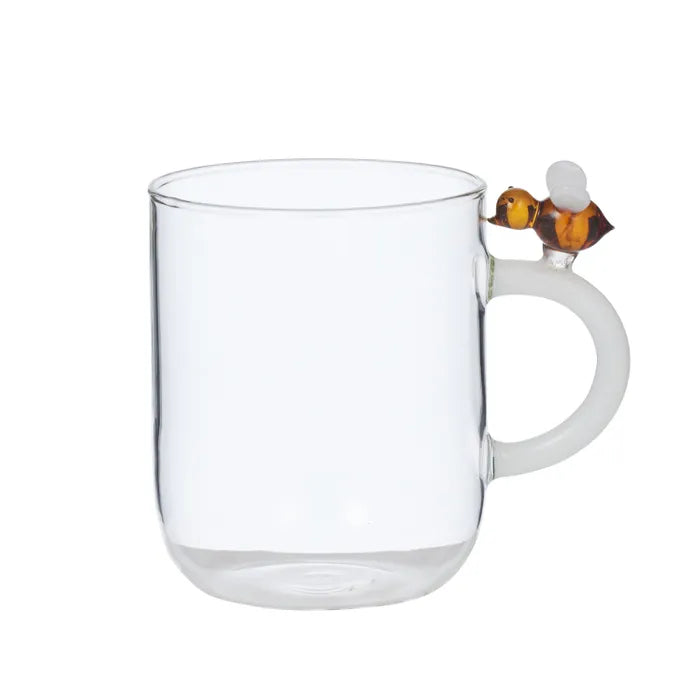 BEE GLASS MUG 8X12X10CM CLEAR/AMBER