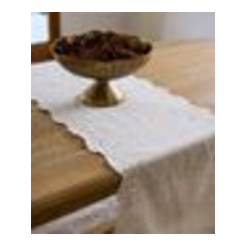 Embroidered Table Runner White