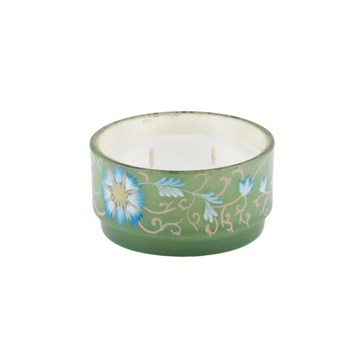 Designer GLASS CANDLE JAR 10X5CM GREEN