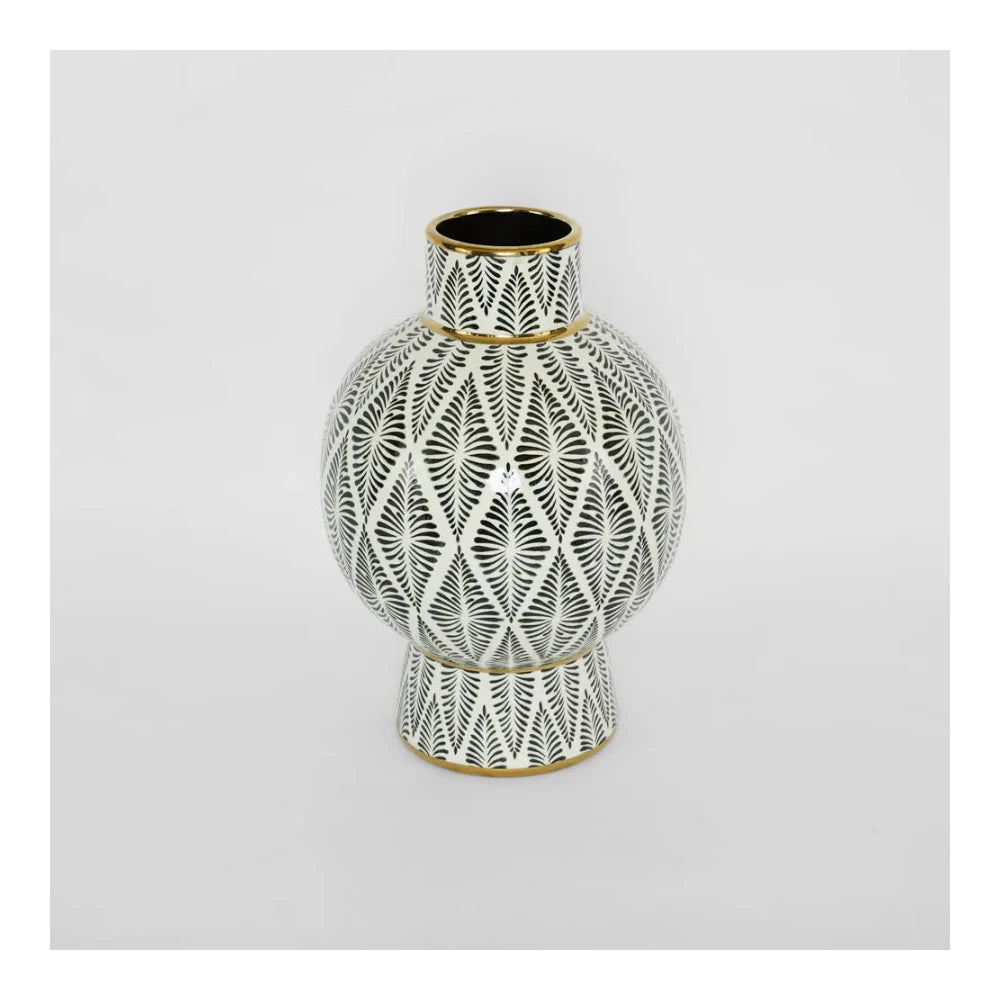 Gatsby Neck Vase Large Black & White