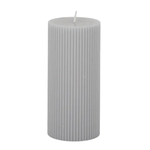 RIBBED PILLAR CANDLE 7X15CM GREY