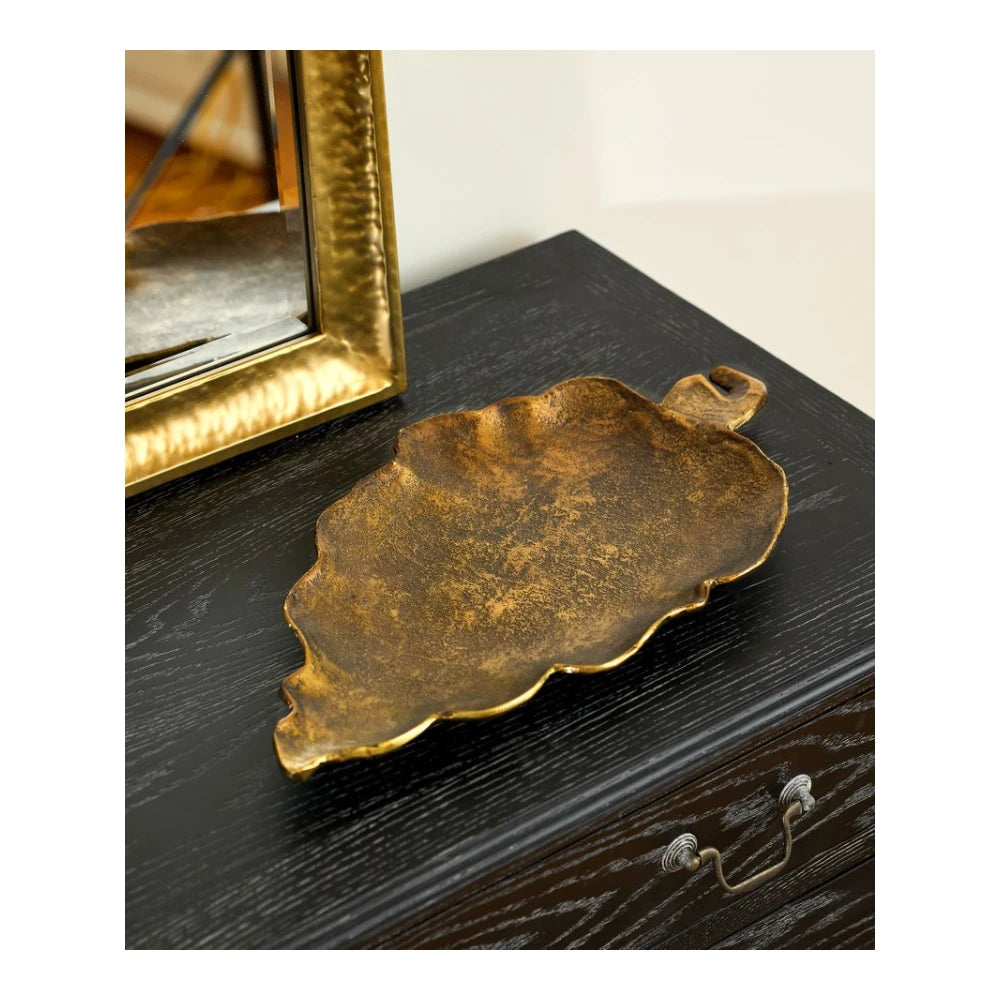 Leaf Plate Aged Gold