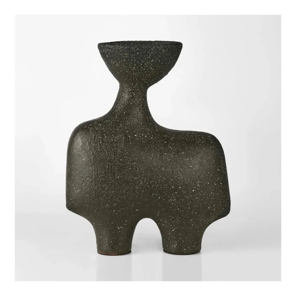 Moore Vase Low Charcoal