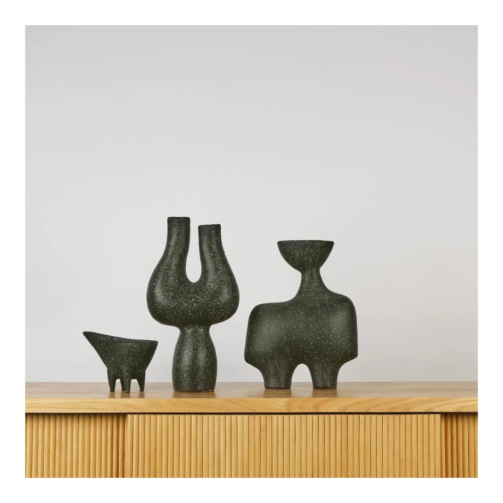 Moore Vase Low Charcoal