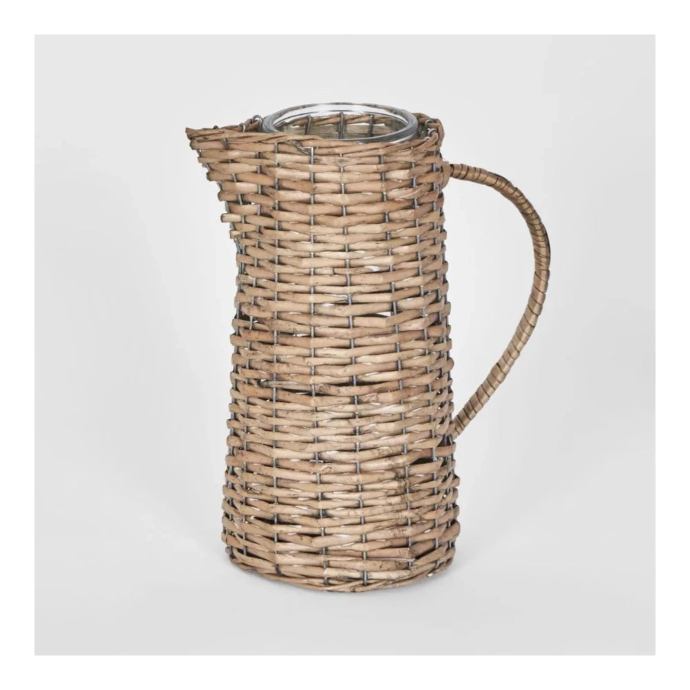 Rattan Jug With Glass Insert Large