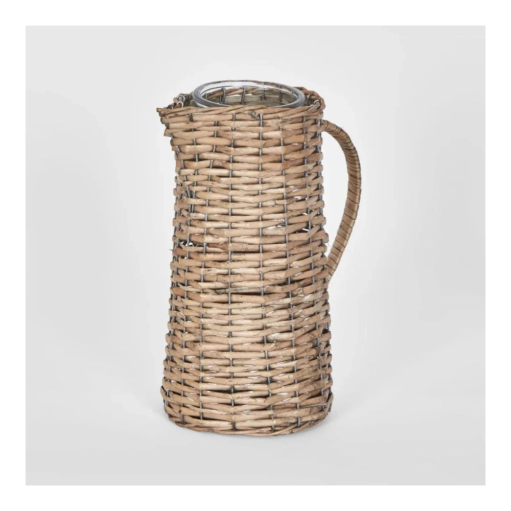 Rattan Jug With Glass Insert Large