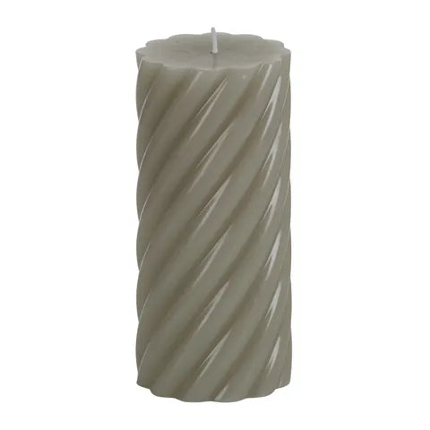 TWIST PILLAR CANDLE 7X15CM SAGE CC