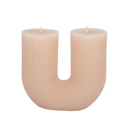 U SHAPED RIBBED CANDLE 11X5X11.5CM NUDE