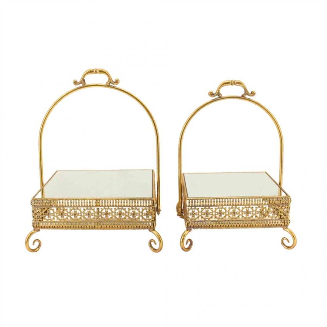 Set of 2 Gold Mirrored Decorative Display Stands – Large & Small