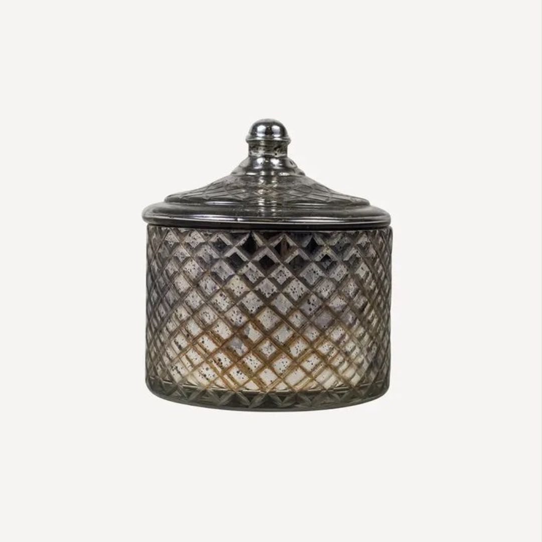 Vintage Etched Silver Mirrored Trinket Box