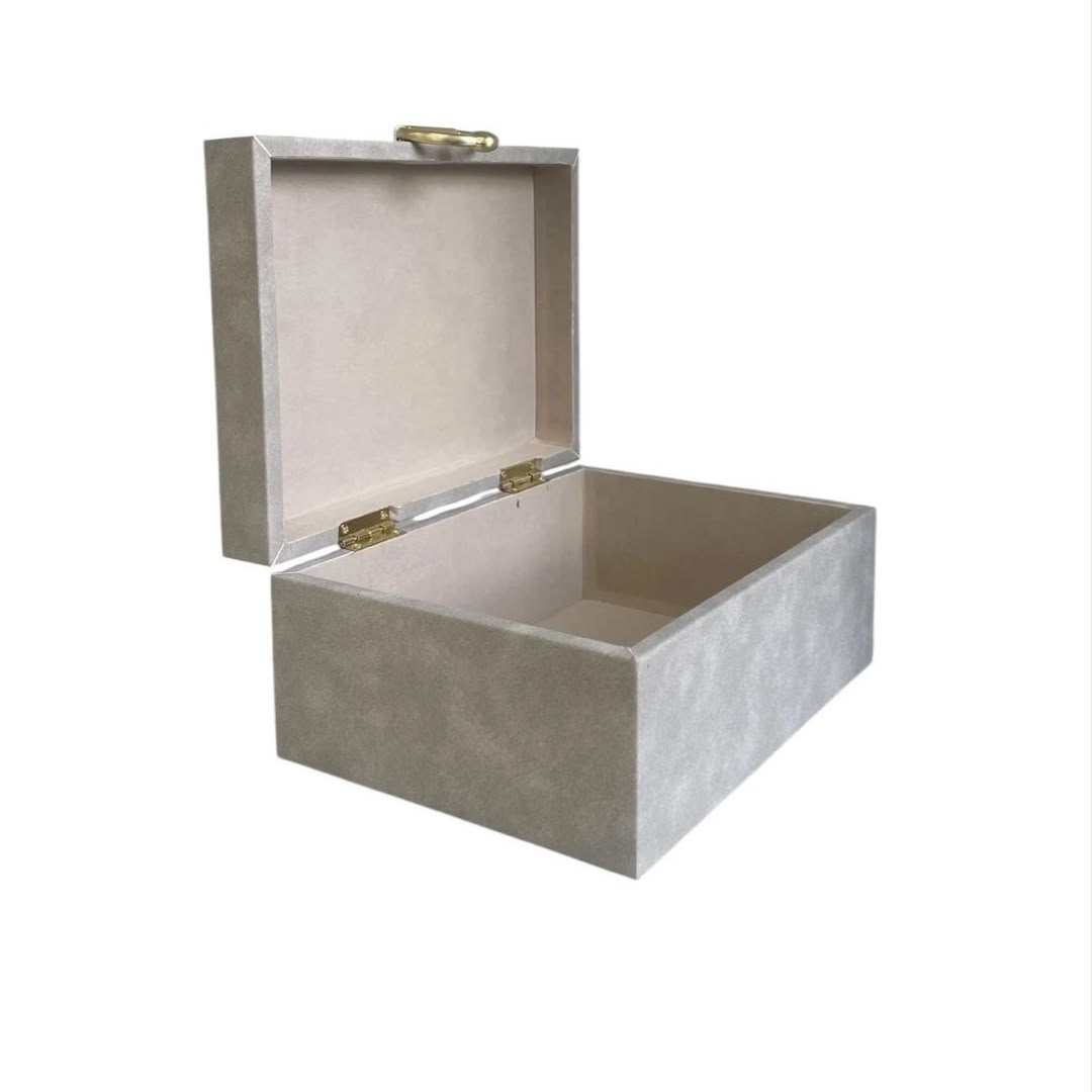 Suede Decorative Storage Box with Brushed Gold Latch
