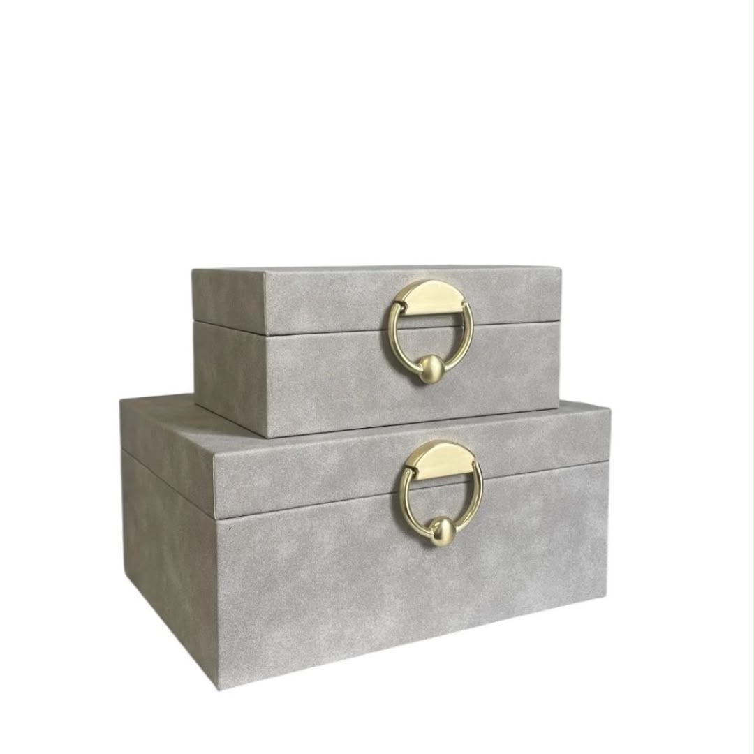 Suede Decorative Storage Box with Brushed Gold Latch