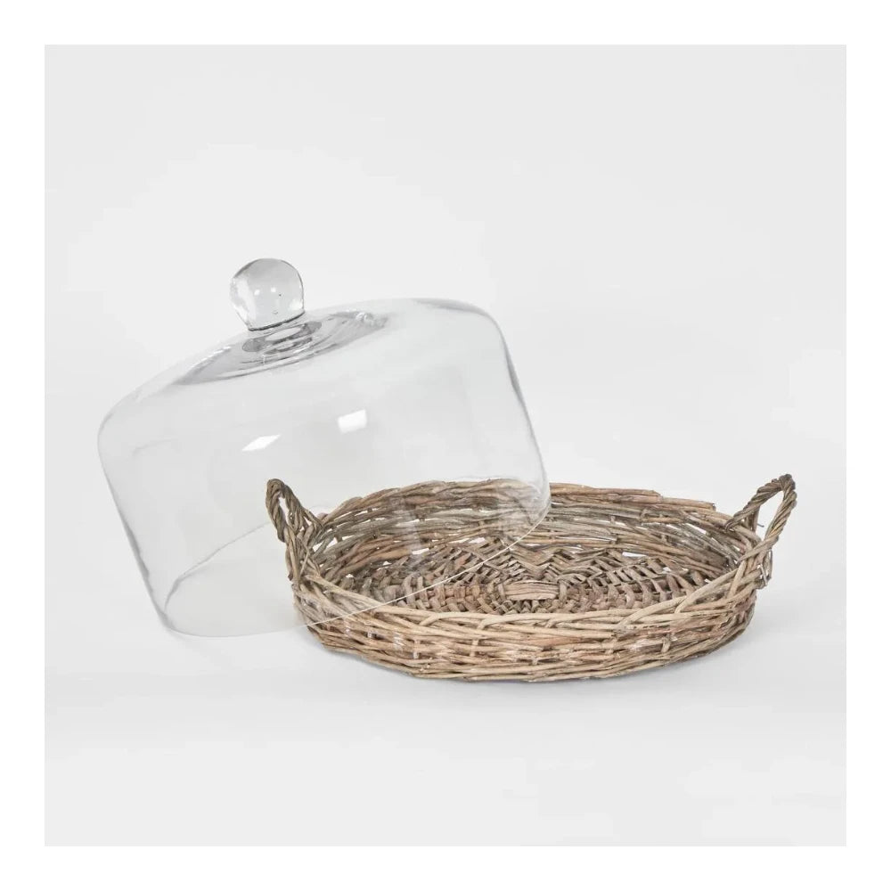 Willow Tray W Glass Cover