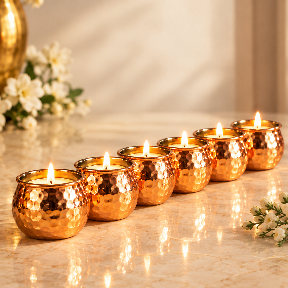 Stylish Hammered Copper Diya