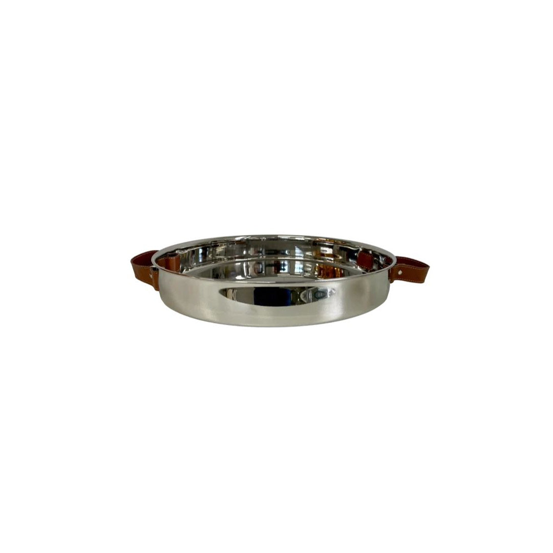 Stainless Steel Cocktail Tray with Leather Handle